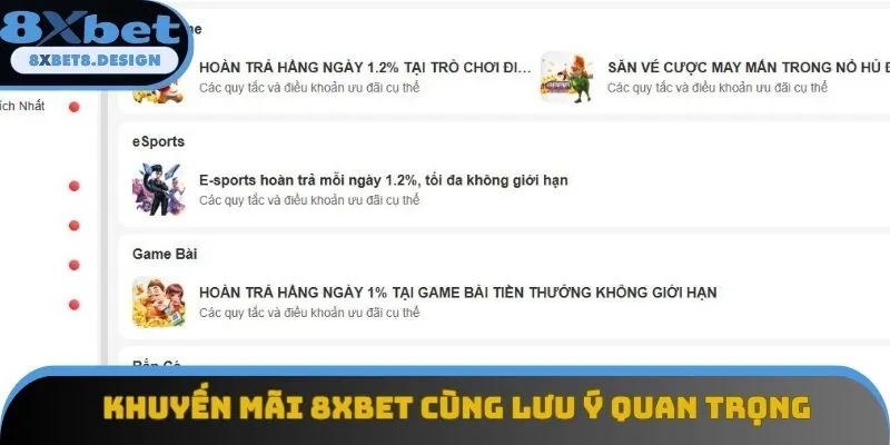 Khuyến mãi 8xbet cùng một số lưu ý quan trọng